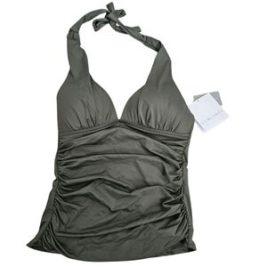 La Blanca Island‎ Goddess Halter Style Tankini Top Olive Size 4 New With Tags